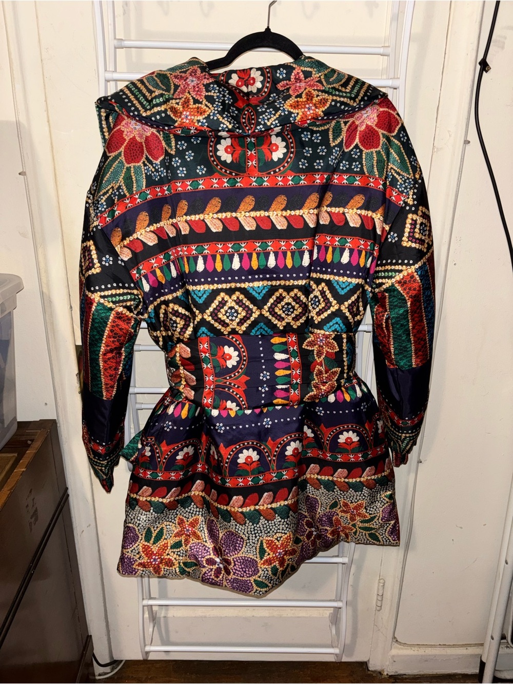 Farm Rio Printed Kimono Puffer Jacket L Boho Maximalist Quilted Statement - Picture 4 of 6